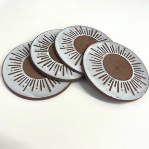 Hand glazed Terracotta Clay Sun Beam Coaster S/4